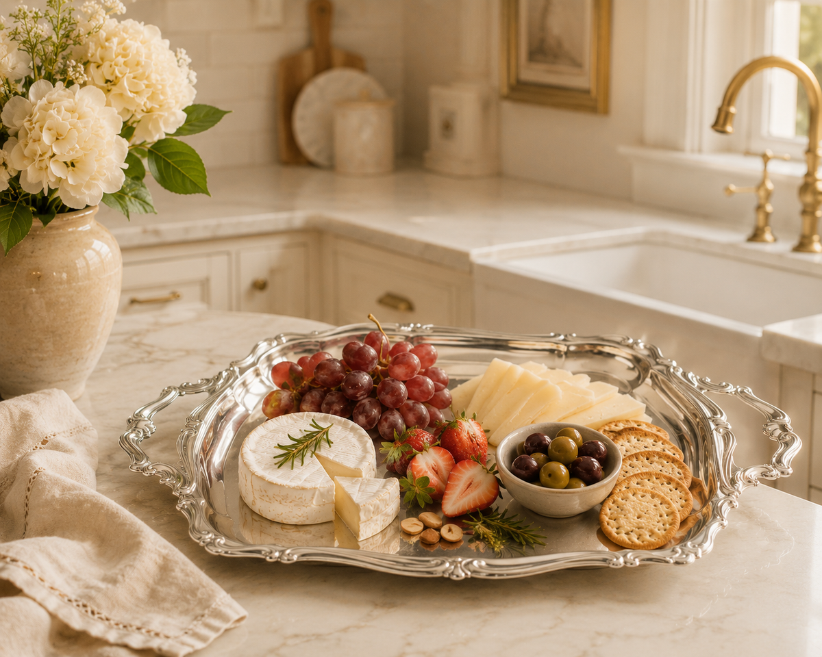 Motta Barocco Stainless Steel Serving Tray, 17.1 x 10.6 inches
