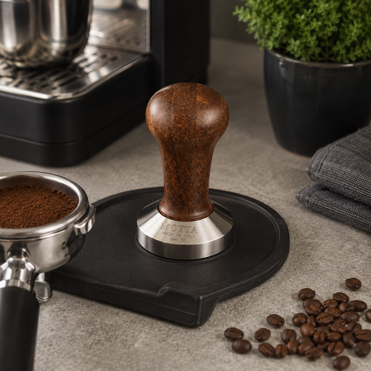Motta 51 mm Espresso Tamper with Wood Handle | Made in Italy