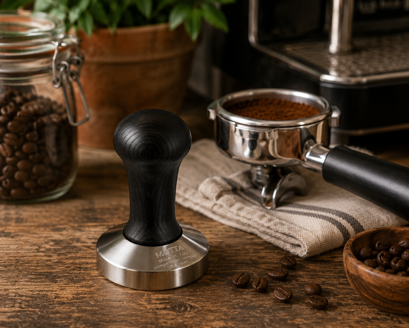 Motta Competition Espresso Tamper 58.4 mm Black Wood | Made in