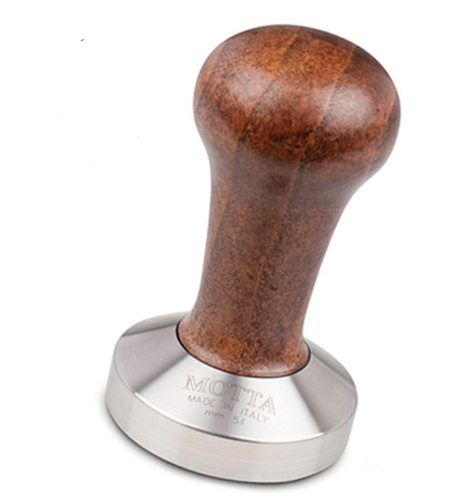 Metallurgica Motta 54mm Coffee/Espresso Brown Tamper with Stainless Steel Flat Base