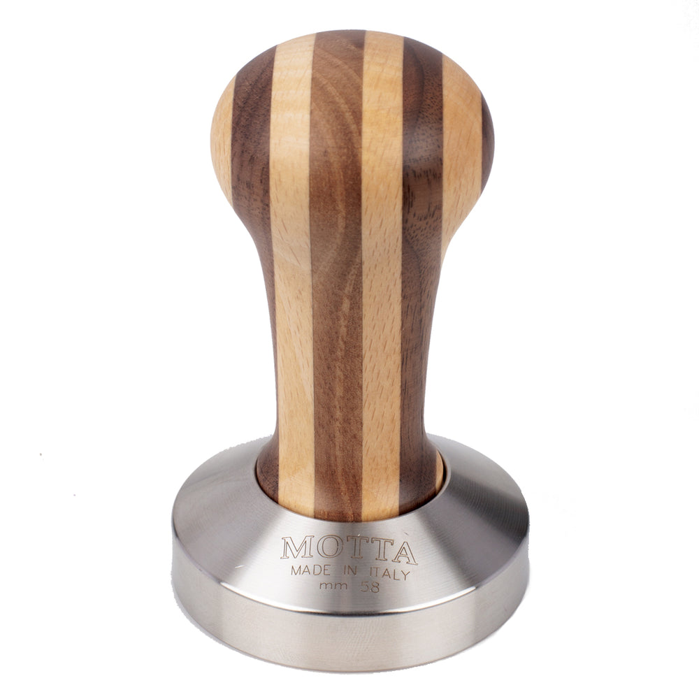 Metallurgica Motta 58mm Stripes Coffee Tamper With Stainless Steel Flat Base