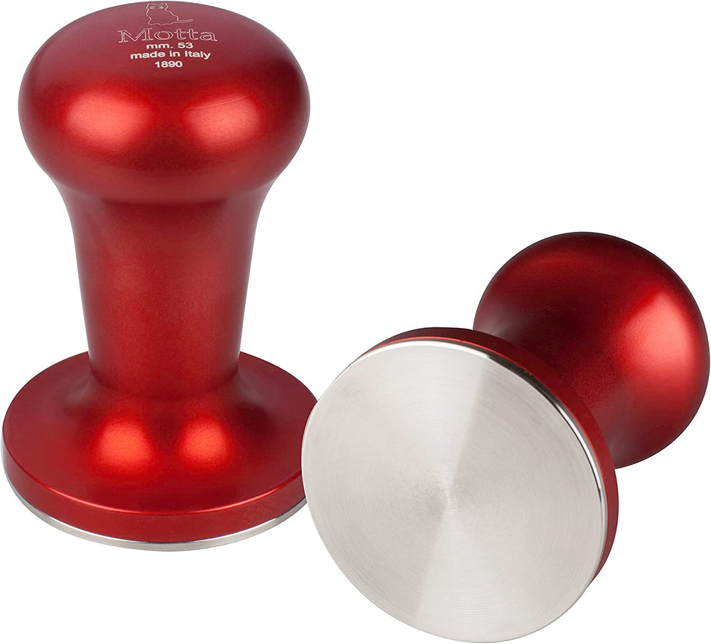 Metallurgica Motta 53 mm Flash Red Aluminum Coffee Tamper With Stainless Steel Flat Base