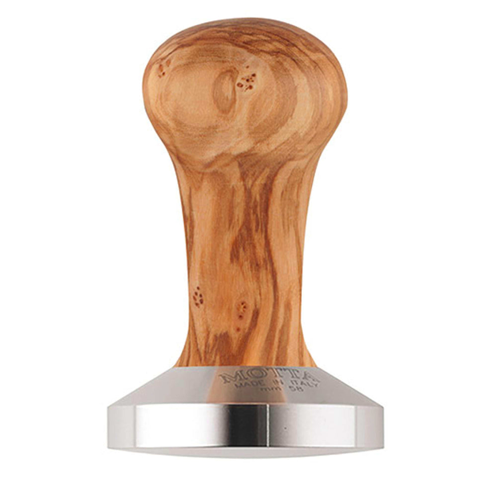 Metallurgica Motta 58mm Olive Wood Coffee Tamper With Stainless Steel Convex Base