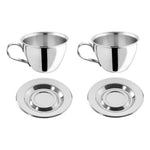 Metallurgica Motta Stainless Steel Espresso Cups & Saucers Set, 4-Piece