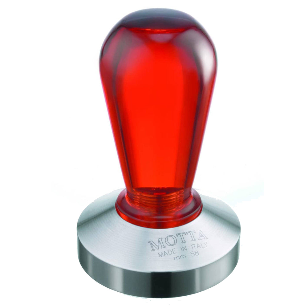 Metallurgica Motta 58mm Rainbow Coffee Tamper with Stainless Steel Flat Base, Red