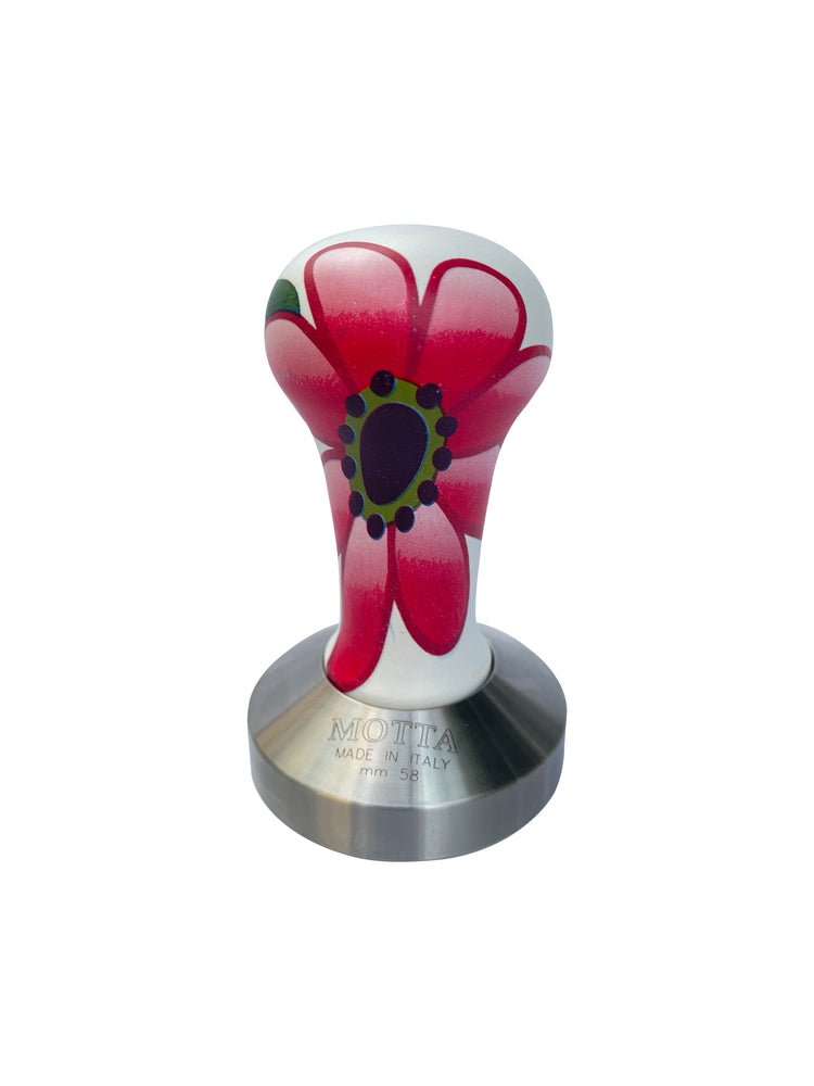 Metallurgica Motta 58mm Flower Coffee Tamper With Stainless Steel Flat Base