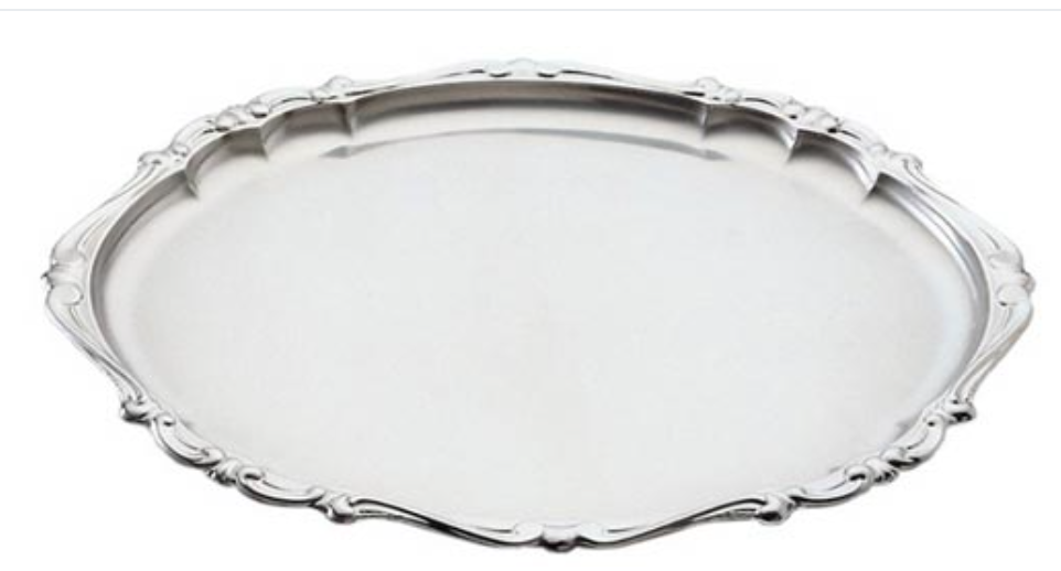 Metallurgica Motta Barocco Stainless Steel Oval Serving Tray, 10.2 x 7.8-Inches