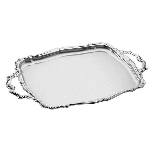 Metallurgica Motta Barocco Stainless Steel Rectangular Serving Tray with Handles, 11.8 x 9.8-Inches - Motta-USA